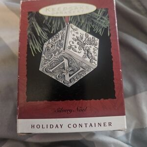 Hallmark Silvery Noel Holiday Ornament - Red and Silver